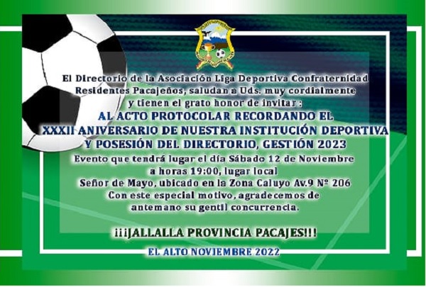 NotiCosas estará presente como Maestro de ceremonias en el Magno Evento de los XXXII Aniversario de la Asociación Liga Deportiva Confraternidad de Residentes PACAJEÑOS, Felicidades Quijotes!!!!!!